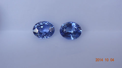 Natural Two Blue Oval Sapphires 5ct (2.37ct+2.63ct) (Unheated)