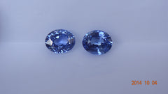 Natural Two Blue Oval Sapphires 5ct (2.37ct+2.63ct) (Unheated)